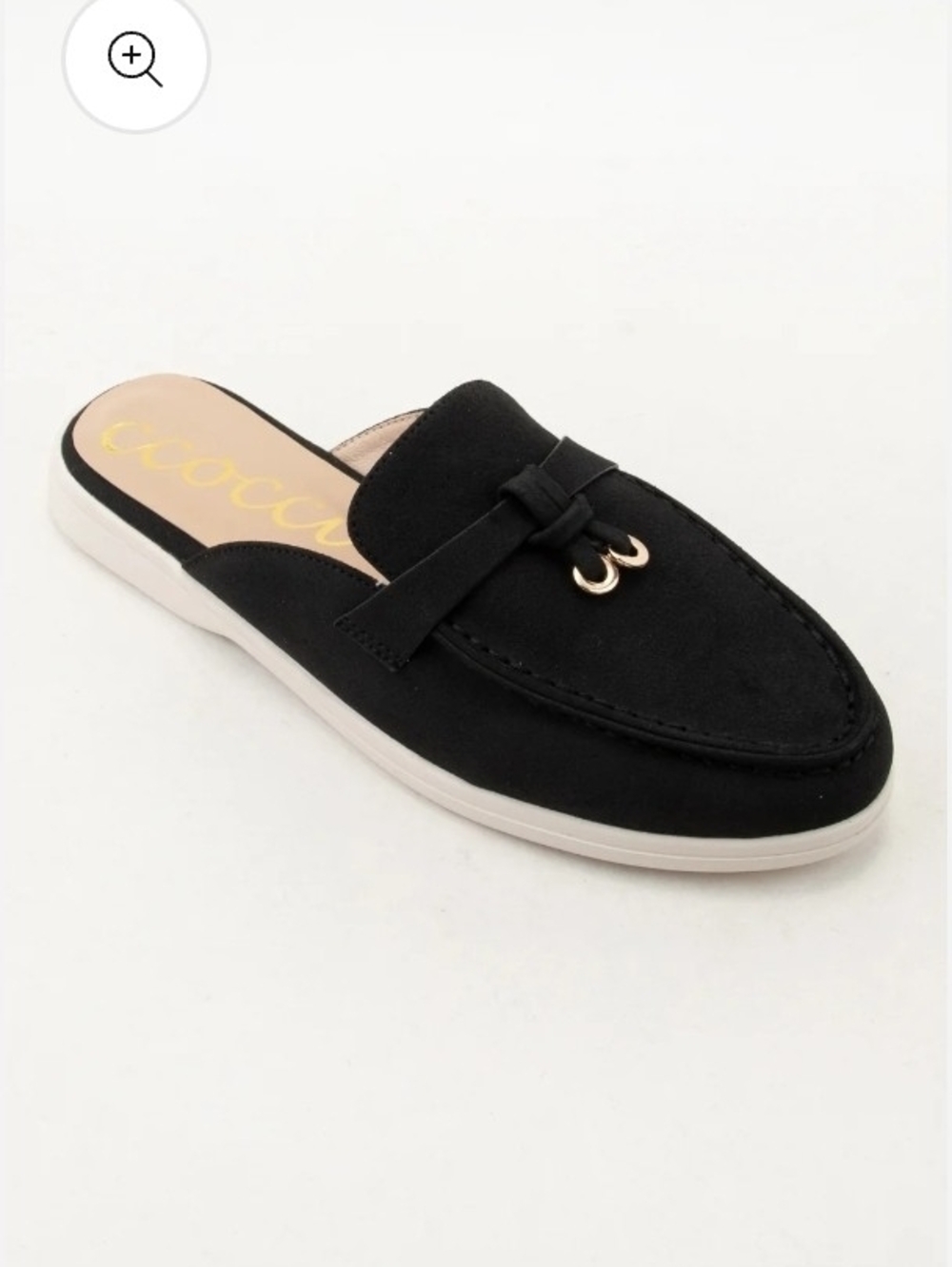SZ 9- Black Slip-On Loafer Mule with Gold Accent - By Ccocci Womens Shoes